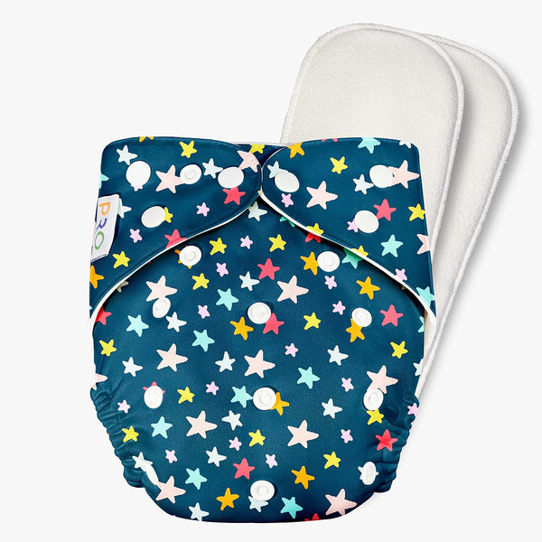 Pro Reuseable Cloth Diaper Blue Star Printed