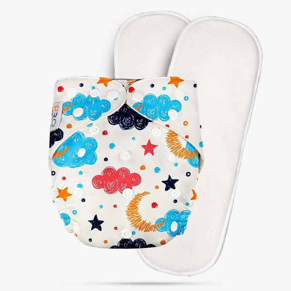 Pro Reuseable Cloth Diaper Cloud Printed