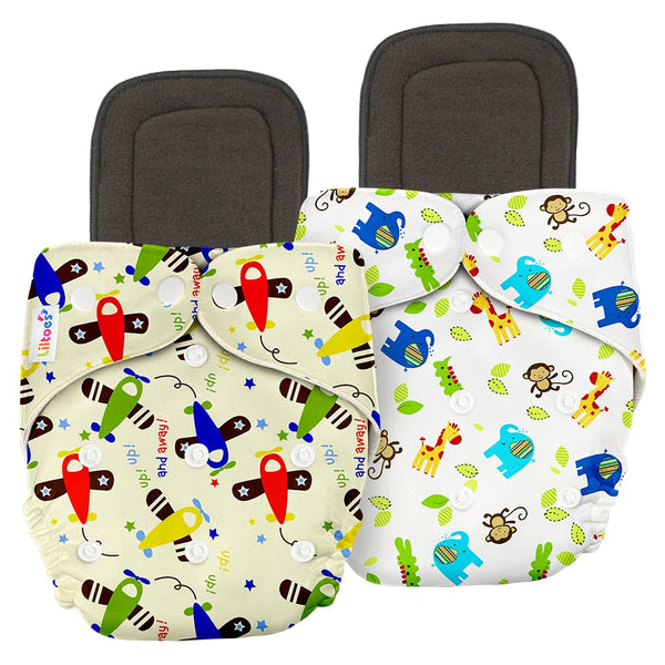 LILTOES 2 Pocket Diapers with 2 Wet-Free Insert (One Size Adjustable Diapers, 5-17 kg) (Pack of 2 diapers+ 2 inserts)